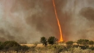 Tornado Engulfed by Fire Caught on Tape  Good Morning America  ABC News [upl. by Ettenauq]