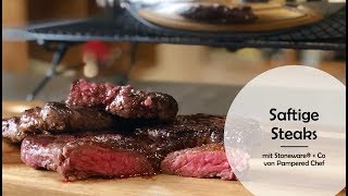 Saftige Steaks mit Stoneware®  Co von Pampered Chef®  Zauberstein Edelstahlpfanne [upl. by Esyahc]