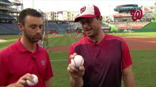 Behind the Seams Max Scherzer demonstrates how he throws each of his pitches [upl. by Salena]