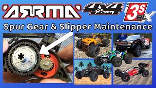 Arrma 3s BLX Spur Gear amp Slipper Clutch Maintenance Granite Senton Big Rock Typhon Vorteks how to [upl. by Pacificia]