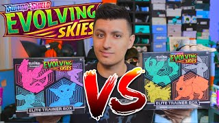 Which has BETTER PULL RATES EVOLVING SKIES Elite Trainer Boxes OPENING [upl. by Leinto]