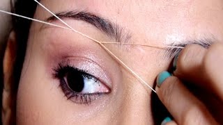 Painless Eyebrow Threading Tutorial At Home Useful Tips  SUPER EASY [upl. by Anividul252]