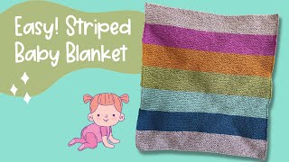 How to Knit an Easy Stripe Baby Blanket  Beginner Knit [upl. by Animor]