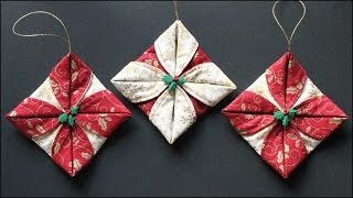 Folded Fabric Ornaments [upl. by Ahsekram]