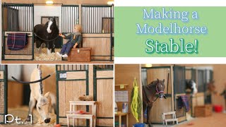 Making a Model Horse Stable Part 1  Miniature Schleich Barn Tutorial [upl. by Crowns]