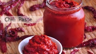 Dried RED CHILLI Paste  Chili Paste  Essential Basic Recipe [upl. by Eile]