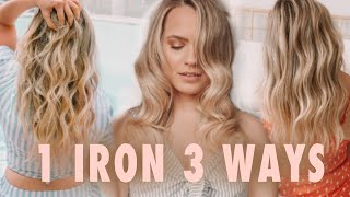 1 Curling Iron 3 Totally Different Curls amp Waves  Kayley Melissa [upl. by Nyvets]