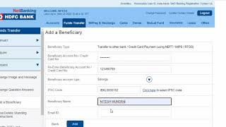 How to add Beneficiary for fund transfer in HDFC Netbanking  HDFC Bank add Beneficiary process [upl. by Notffilc]