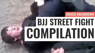 BJJ STREET FIGHT COMPILATION Viking Choke Russian Triangle Failed Guard Gracie Breakdown [upl. by Akirderf]