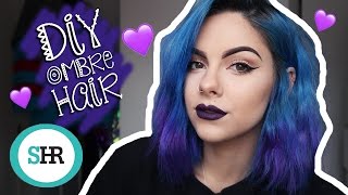 How To DIY OMBRE HAIR in Blue amp Purple [upl. by Ahsika797]