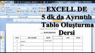 Excel de 5 Dakikada En Hızlı Tablo Hazırlama Dersi  Youtube de En Çok İzlenen Video [upl. by My627]