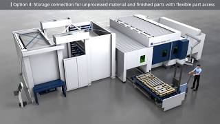 TRUMPF Laser cutting TruLaser Center 7030 – Storage connection options [upl. by Oalsinatse761]