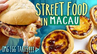 Trying TRADITIONAL Eats amp Local Street Food in Macau China  OMG EGG TARTS [upl. by Llewej]