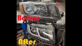 2015 Jeep Grand Cherokee headlamp replacementupgrade [upl. by Reinald847]