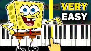 SPONGEBOB  Closing Theme  VERY EASY Piano tutorial [upl. by Alethia253]