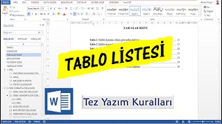 Tablo Listesi Oluşturma  Word [upl. by Ange]