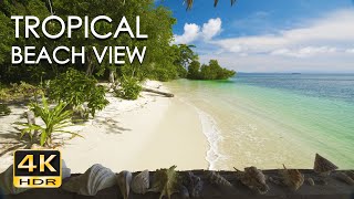 4K HDR Tropical Beach View  Relaxing Ocean Wave Sounds  Balcony Vista  Ultra HD Nature Video [upl. by Einobe]