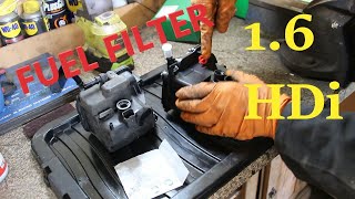 How To FUEL FILTER change removal replacement 16 HDi Peugeot Citroen [upl. by Adara]