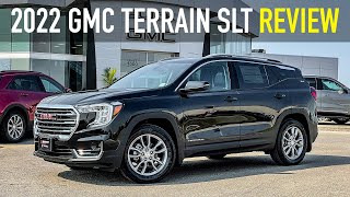 Review 2022 GMC Terrain SLT 15L AWD Onyx Black  FIRST LOOK AllNew Refresh Model [upl. by Morena758]