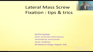 Lateral Mass Screw Fixation tips amp tricks  Dr P S Sarkar [upl. by Suinuj874]