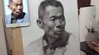 Portrait drawing demonstration with pencil [upl. by Ayerhs]