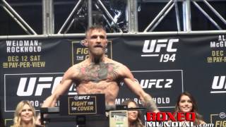 Official Weighin Jose Aldo 145 vs Conor McGregor 145 [upl. by Oiramaj221]