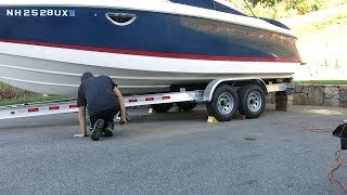 Repositioning a 25 Boat on its trailer while in the driveway [upl. by Lewert]