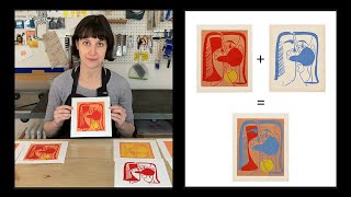 Artist Demonstrating Picasso’s Reduction Linocut Technique [upl. by Llertnor]