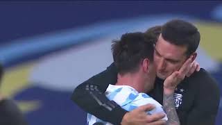 Messi And Lionel Scaloni Celebrates The Copa America Trophy [upl. by Enelak682]