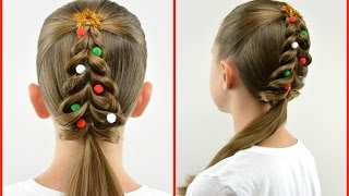 Christmas Tree Pull Through Braid  Christmas Hair  BabesInHairlandcom [upl. by Shelley44]