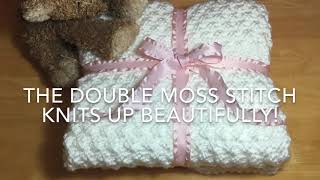 HOW TO KNIT  BEAUTIFUL MOSS STITCH BABY BLANKET  SUPER EASY FOR BEGINNERS [upl. by Ellerey]