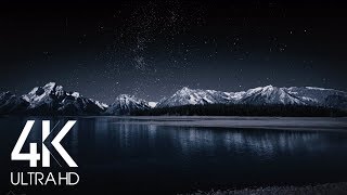 8 Hours Nighttime Ambience  4K Grand Teton and Milky Way  Nature soundscapes [upl. by Langille]