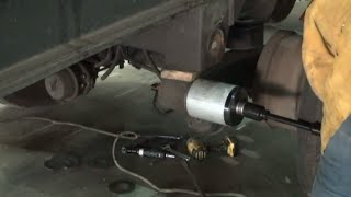 Hendrickson suspension bushing replacement on semi trailer [upl. by Kcorb]