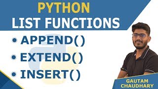 14 List Methods append extend insert in Python  Python Programming tutorials [upl. by Zamora]