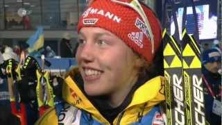 15022013 Biathlon WM Nove Mesto StaffelRelay Winner NorwegenNorway 1st cap Laura Dahlmeierger [upl. by Haronid]