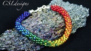 Rainbow beaded kumihimo bracelet [upl. by Adihahs]