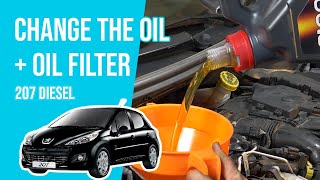 Change the oil and the oil filter PEUGEOT 207 14 HDI🛢 [upl. by Jempty]