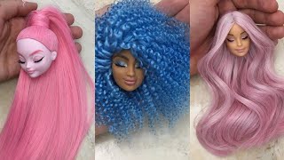 Barbie Doll Makeover Transformation  DIY Miniature Ideas for Barbie  Wig Dress Faceup and More [upl. by Enyrehtac495]