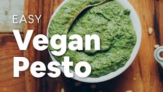 Easy Vegan Pesto 5 minutes  Minimalist Baker Recipes [upl. by Kcirdez]