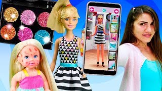 Barbie giyim ve makyaj yapma oyunu Barbie ailesi videosu [upl. by Aniuqaoj]