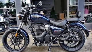 Royal Enfield Meteor 350  Stellar Blue  Tripper™ navigation  Allnew chassis  Cruiser  Review [upl. by Yenaj]