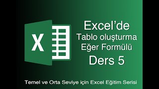 EXCEL DERS 5  TABLO OLUŞTURMA  EĞER FORMÜLÜ [upl. by Pickens24]