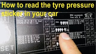 How to read the tyre pressure sticker in your car [upl. by Volnay]