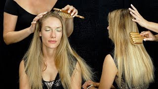 Brushing Long Blonde Beautiful Hair ASMR Hair Brushing Spa Salon [upl. by Epifano]