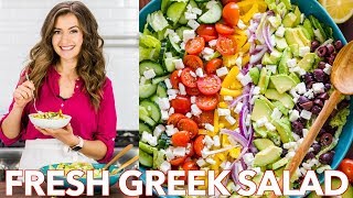 Fresh amp Healthy Greek Salad Recipe  Easy Dressing  Natashas Kitchen [upl. by Ayatnwahs]