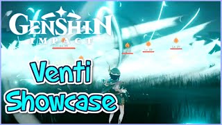 VENTI SHOWCASE  SKILLS amp ELEMENT COMBOS  Genshin Impact Gameplay PC [upl. by Bohlin]