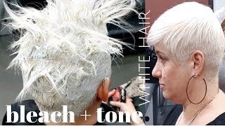 how to bleach amp tone WHITE HAIR [upl. by Etnaled963]