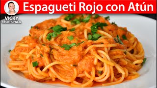 🍝ESPAGUETI ROJO CON ATÚN  VickyRecetaFacil [upl. by Belia622]