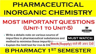 pharmaceutical inorganic chemistry 1 semester important questions  b pharma 1 sem  Carewell Pharma [upl. by Enelloc87]