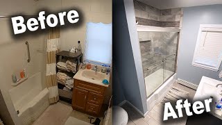 Bathroom Remodel TimeLapse  DIY Renovation Start to Finish [upl. by Annaj]